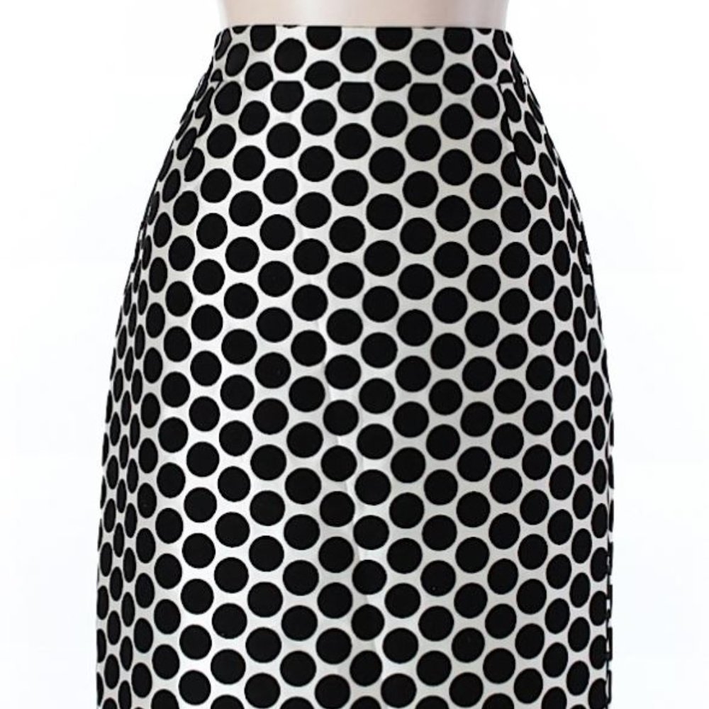 Per Se By Carlisle Black Polka Dot Silk Blend Lined Skirt Size Misses 6